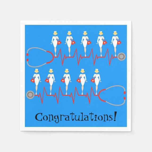 Retro Nurse Congratulations Paper Napkins (Front)