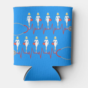 Retro Nurse Customisable Can Cooler
