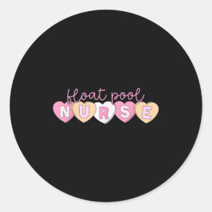 Retro Nurse Float Ol Valentines Heart Icu Med Surg Classic Round Sticker