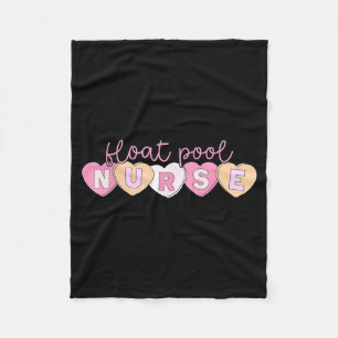 Retro Nurse Float Ol Valentines Heart Icu Med Surg Fleece Blanket