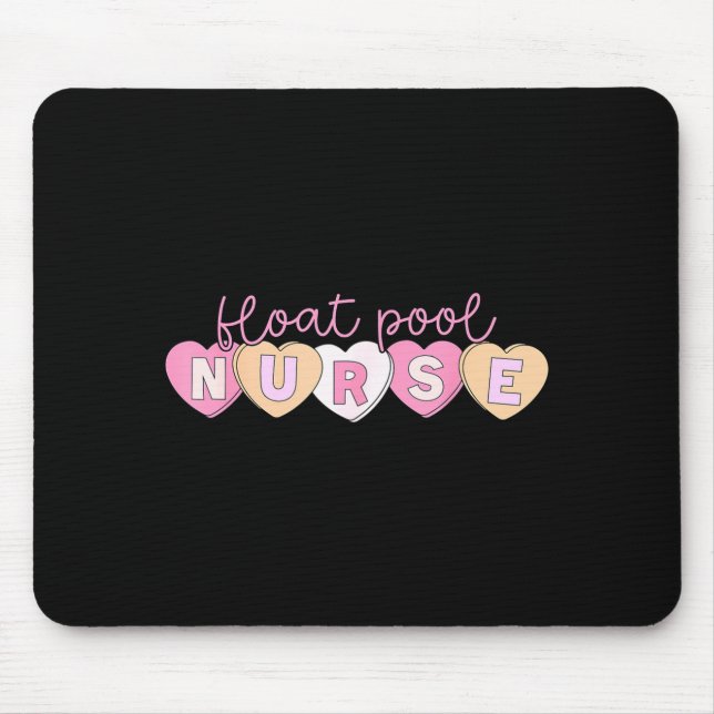 Retro Nurse Float Ol Valentines Heart Icu Med Surg Mouse Pad (Front)