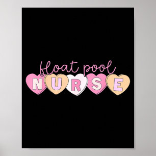 Retro Nurse Float Ol Valentines Heart Icu Med Surg Poster