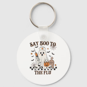 Retro Nurse Ghost Halloween Vaccine Say Boo To The Key Ring