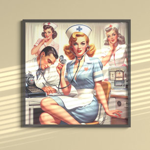Retro Nurse Illustration Poster