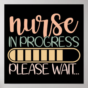 Retro Nurse In Progress Please Wait Poster