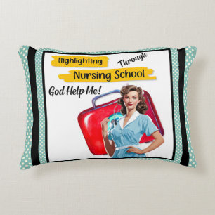 Retro Nurse Pinup_ Nursing Notes Decorative Cushion
