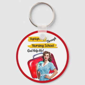 Retro Nurse Pinup_ Nursing Notes Key Ring