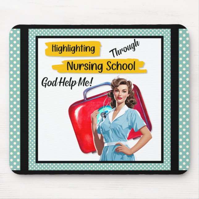 Retro Nurse Pinup_ Nursing Notes Mouse Pad (Front)