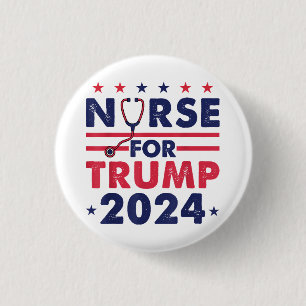 Retro Nurses For Trump 2024 America Stars Flag Str 3 Cm Round Badge
