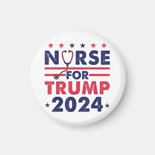Retro Nurses For Trump 2024 America Stars Flag Str Magnet