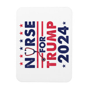 Retro Nurses For Trump 2024 America Stars Flag Str Magnet