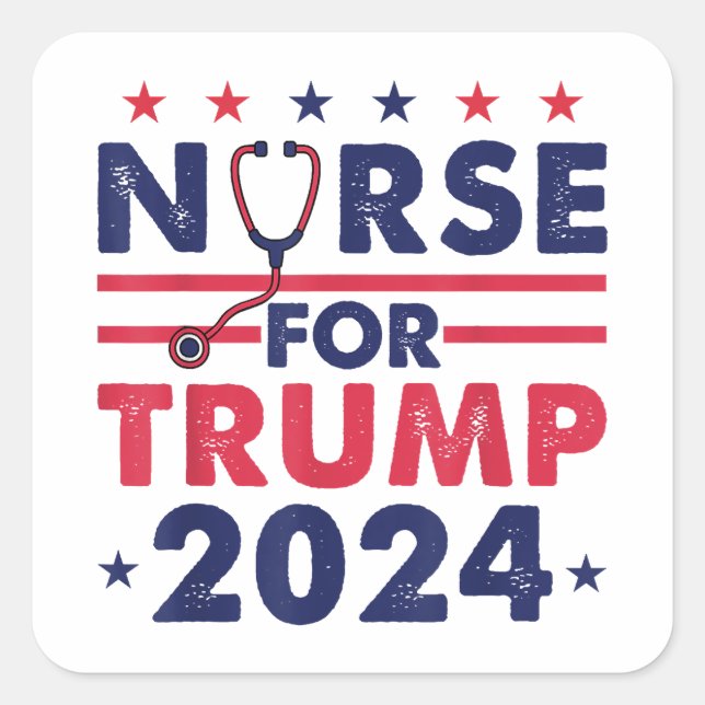 Retro Nurses For Trump 2024 America Stars Flag Str Square Sticker (Front)