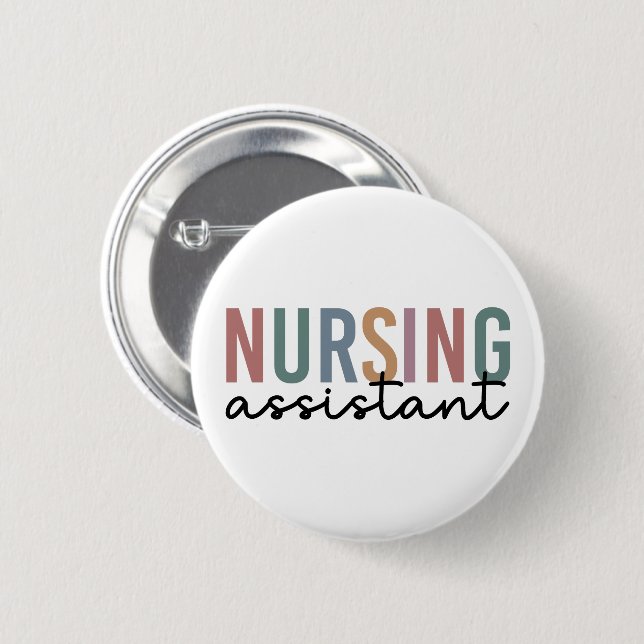 Retro Nursing Assistant CNA Nursing Aide 6 Cm Round Badge (Front & Back)