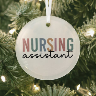 Retro Nursing Assistant CNA Nursing Aide Glass Tree Decoration