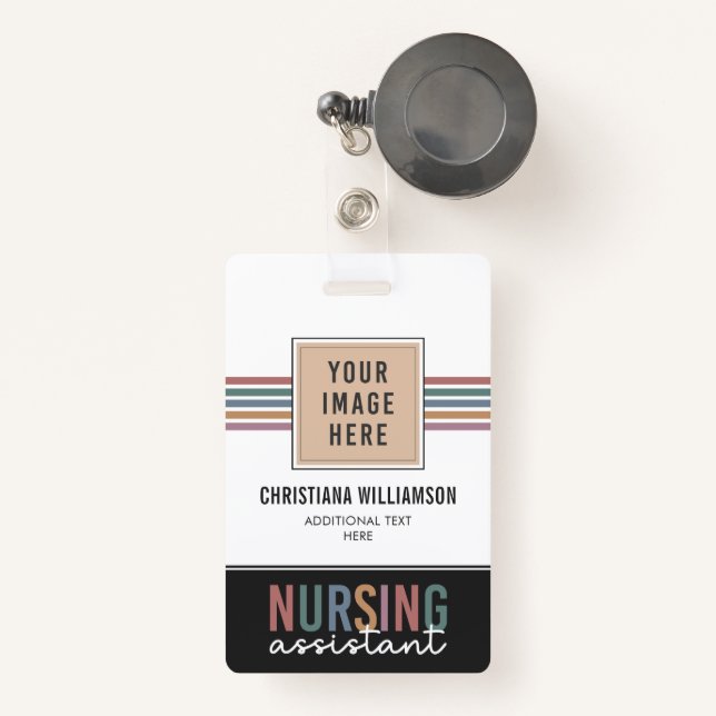 Retro Nursing Assistant CNA Nursing Aide ID Badge (Front with Retractable)
