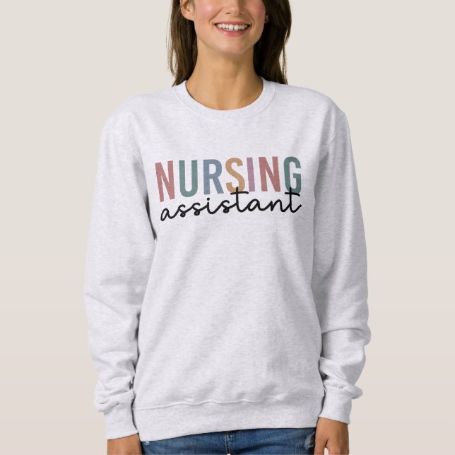 Retro Nursing Assistant CNA Nursing Aide Sweatshirt (Front)