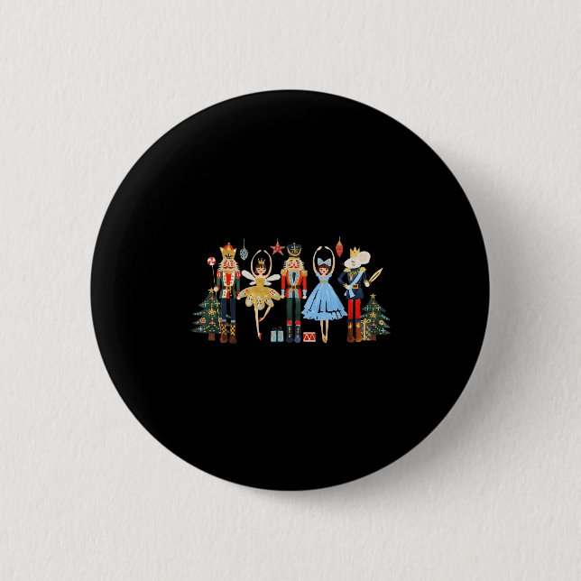 Retro Nutcracker Ballet Christmas Tree Shirts For  6 Cm Round Badge (Front)