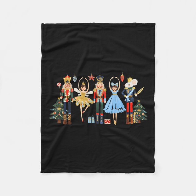 Retro Nutcracker Ballet Christmas Tree Shirts For  Fleece Blanket (Front)