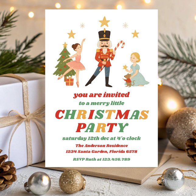 Retro Nutcracker Editable Christmas Party Invitation (Creator Uploaded)