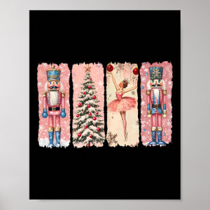 Retro Nutcracker Llet Pink Christmas Xmas Vibes Wo Poster
