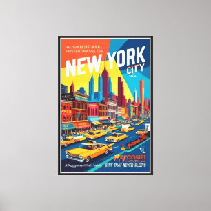 Retro NYC 1960s Hoverlay Travel Art Canvas Print