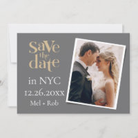 Retro NYC Photo Save The Date Card