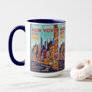 Retro NYC Travel Art Vibrant Skyline Design Mug