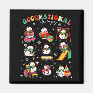 Retro Occupational Therapy Christmas Snowman Ot Ot Magnet