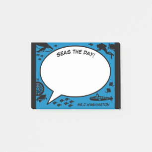 retro ocean ADVENTURE COMICS science teacher gift Post-it Notes