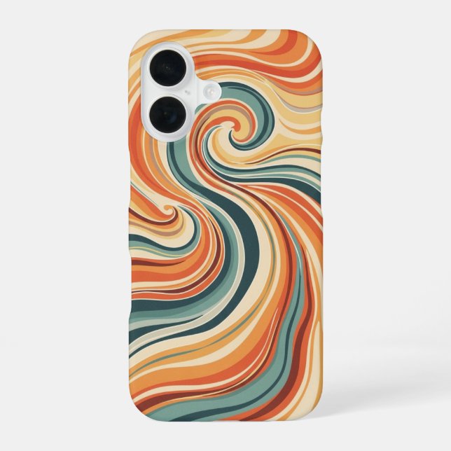 Retro Ocean Currents iPhone 16 Case (Back)