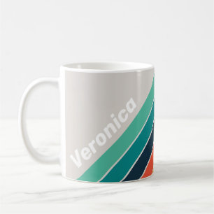 Retro Ocean Rainbow Striped with Name Coffee Mug