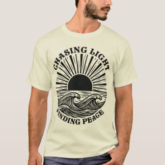 Retro Ocean Wave Sunset Design T-Shirt