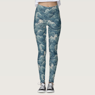 Retro ocean waves leggings