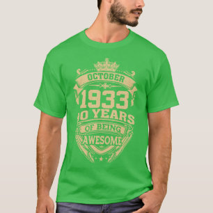 Retro October 1933 90 Years Of Being Awesome 90th T-Shirt
