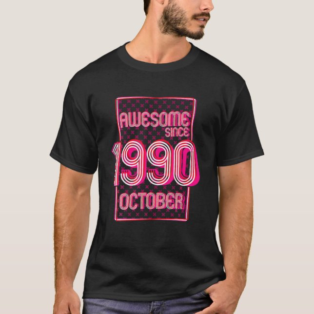 Retro October 1990 Birthday T-Shirt (Front)