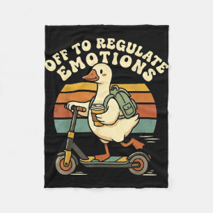 Retro off to regulate emotions goose mental health fleece blanket