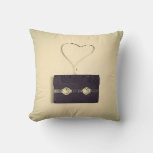 Retro off white cassette pattern love to customise cushion