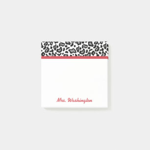 Retro Office Leopard Teacher's Post It Notes Gift