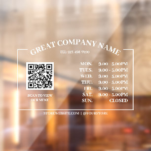 Retro Office Opening Time, Business QR Code Window