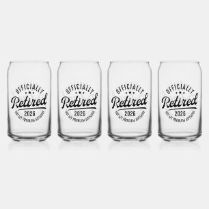 Retro Officially Retired 2026 Funny Retirement Can Glass