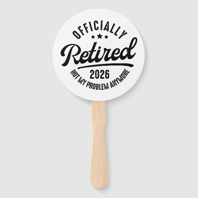 Retro Officially Retired 2026 Funny Retirement Hand Fan (Front)