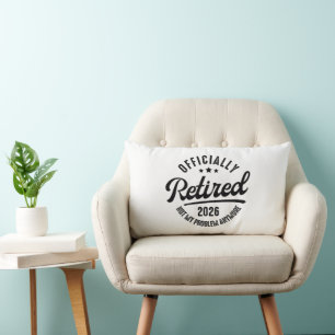 Retro Officially Retired 2026 Funny Retirement Lumbar Cushion