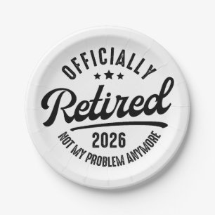Retro Officially Retired 2026 Funny Retirement Paper Plate