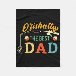 Retro Ofishally The Best Dad Fishing Father Fisher Fleece Blanket