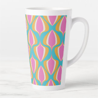 Retro Ogee Blue Orange Pink Latte Mug