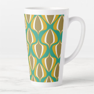Retro Ogee Green Mustard Brown Latte Mug