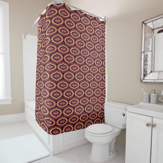 Retro Ogee Pattern Shower Curtain (In Situ)