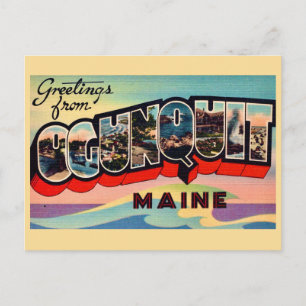 Retro Ogunquit ME Greetings Postcard
