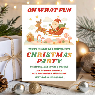 Retro Oh What Fun Editable Christmas Party Invitation