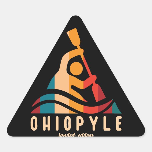 Retro Ohiopyle Kayaking Triangle Sticker (Front)